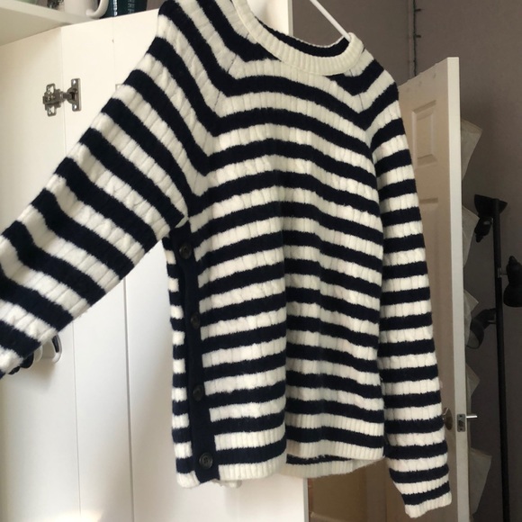 J. Crew Sweaters - Navy blue and white striped a knit sweater